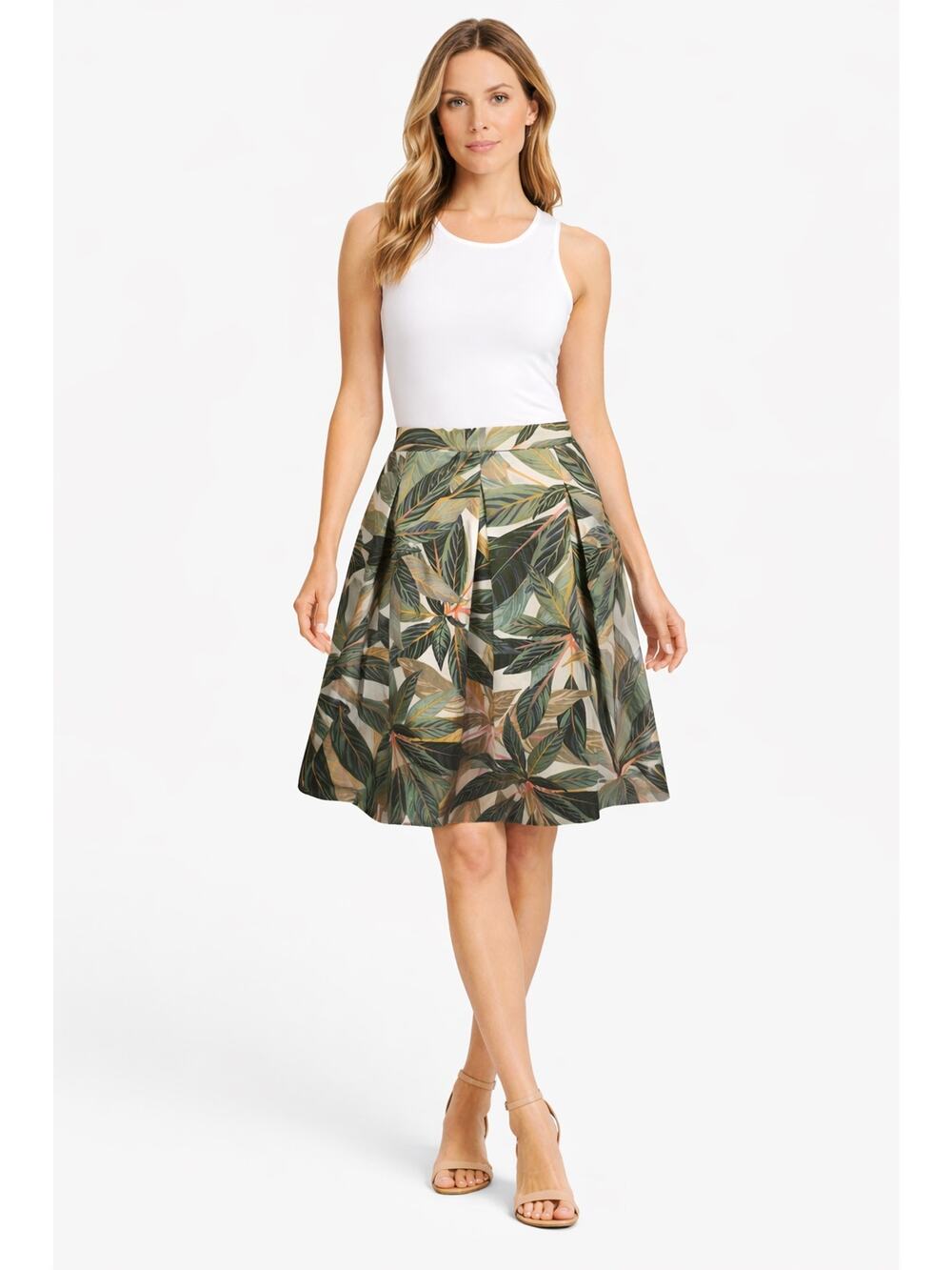 2010s Brooks Brothers Tropical Leaf Pleated Skirt NWT Sz 10
